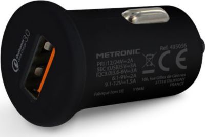 Chargeur allume-cigare METRONIC Chgeur allume-cigare USB-A quick chge