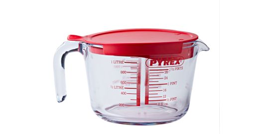 Verre doseur PYREX mesureur 1L + couvercle Classique