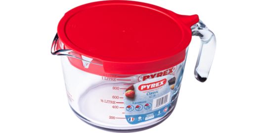 Verre doseur PYREX mesureur 1L + couvercle Classique