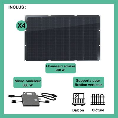 Panneau solaire LOGICOM ENERGY 4x200W flex+Micro-Onduleur 800W+support