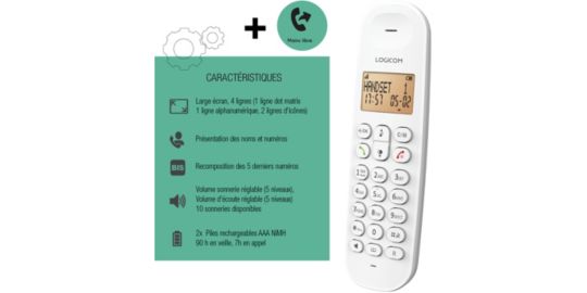 Téléphone sans fil LOGICOM Iloa Solo Blanc