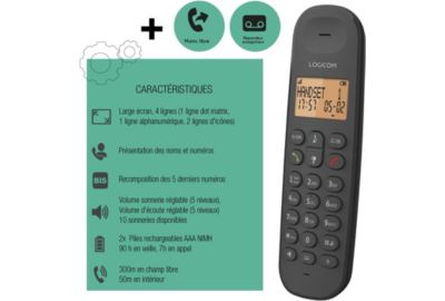 Téléphone sans fil LOGICOM Iloa Solo Répondeur Noir