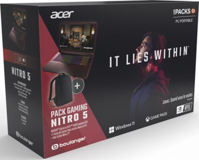 PC Gamer ACER Pack Nitro 5 AN517-52-56NN + sac à dos Reconditionné