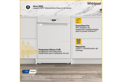 Lave vaisselle 60 cm WHIRLPOOL WH3FC14BN71W