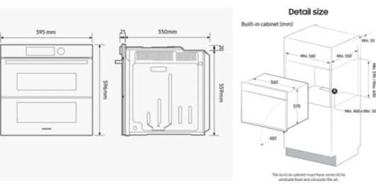 Four pyrolyse Samsung NV7B45502AK caisson air sous-vide