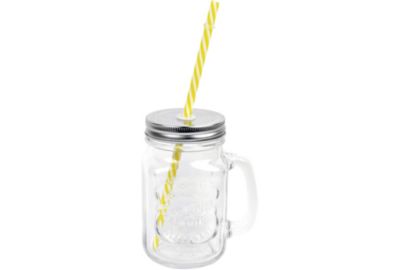 Mug ESSENTIELB Drinking Jar verre couv. et paille