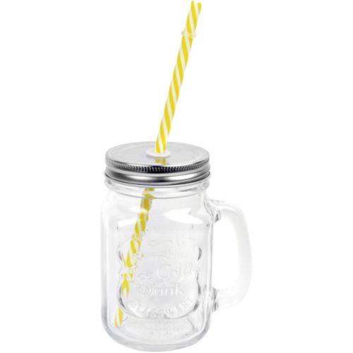 Mug 55cl verre transparent avec paille