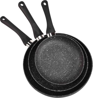 Batterie de cuisine Essentielb 3 poeles Pietra black