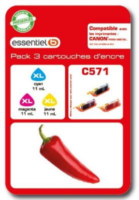 Cartouche d'encre ESSENTIELB C571XL 3 couleurs Série Piment