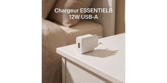 Chargeur secteur ESSENTIELB USB 2.4A Blanc