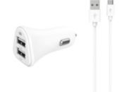 Chargeur allume-cigare ESSENTIELB 2 USB 4,8A + Cable Micro-USB blanc
