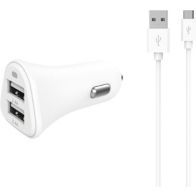 Chargeur allume-cigare ESSENTIELB 2 USB 4,8A + Cable Micro-USB blanc