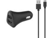 Chargeur allume-cigare ESSENTIELB 2 USB 2,4A + Cable Micro-USB noir