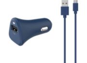 Chargeur allume-cigare ESSENTIELB USB 2,4A + Cable Micro-USB bleu nuit