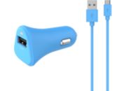 Chargeur allume-cigare ESSENTIELB USB 2,4A + Cable Micro-USB Bleu