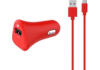 Chargeur allume-cigare ESSENTIELB USB 2,4A + Cable Micro-USB rouge