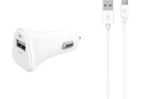 Chargeur allume-cigare ESSENTIELB USB 2,4A + Cable Micro-USB blanc