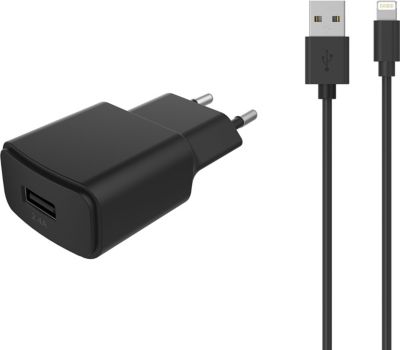 Chargeur secteur ESSENTIELB USB 2.4A + Cable lightning noir