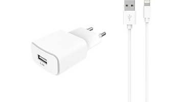 Chargeur secteur ESSENTIELB USB 2.4A + Cable lightning blanc