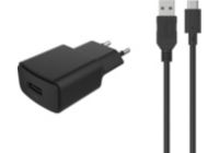 Chargeur secteur ESSENTIELB USB 2,4A + Cable USB C noir