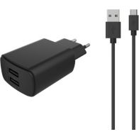 Chargeur secteur ESSENTIELB 2 USB 4,8A + Cable Micro-USB noir