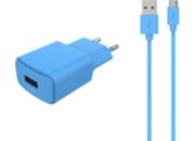 Chargeur secteur ESSENTIELB USB 2,4A + Cable Micro-USB bleu