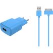 Chargeur secteur ESSENTIELB USB 2,4A + cable 30 broches bleu