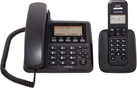 Téléphone Fixe Senior DECT Doro PhoneEasy 100W, Son amplifié et Compatible  Appareils Auditifs - Noir - Français