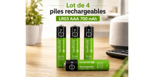 Pile rechargeable ESSENTIELB LR03 AAA Lot de 4 piles 700mAh