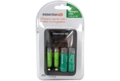 Chargeur secteur ESSENTIELB +LR06 AA x2 2100NimH+LR03 AAA x2 700NimH
