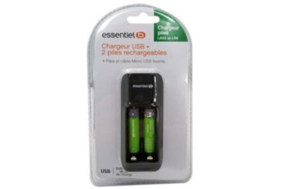 Chargeur secteur ESSENTIELB + LR03 AAA x2 700Nimh