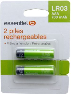 Pile rechargeable ESSENTIELB LR03 AAA Lot de 2 piles 700MH