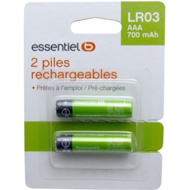 Pile rechargeable ESSENTIELB lot de 2 piles AAA LR03 700MH