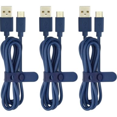 Câble micro USB ESSENTIELB vers USB bleu 1m x3