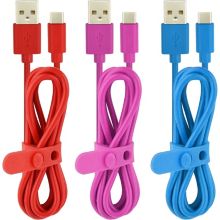 Câble USB C ESSENTIELB vers USB rouge/rose/bleu 1m x3