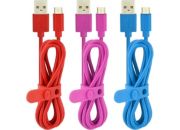 Câble micro USB ESSENTIELB vers USB bleu/rouge/rose 1m x3