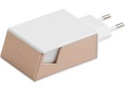 Chargeur secteur ADEQWAT Blanc-rose avec support - 2 USB 2.4A