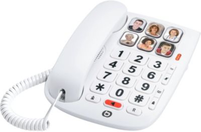 Téléphone filaire à gros boutons, téléphone filaire amplifié avec  numérotation abrégée et sonnerie forte, téléphone fixe à domicile pour  personnes