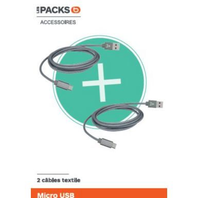 Câble micro USB ADEQWAT Pack de 2 cables 1m20 + 2m Anthracite