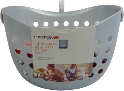Panier avec pinces à linge ESSENTIELB Panier + 24 pinces rouge et blanc