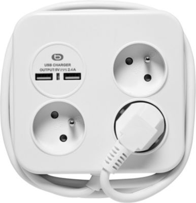 3500w multiprises 7 prises 10/16a bipasso/schuko avec cble interrupteur  lumineux 1,5mt couleur blanc