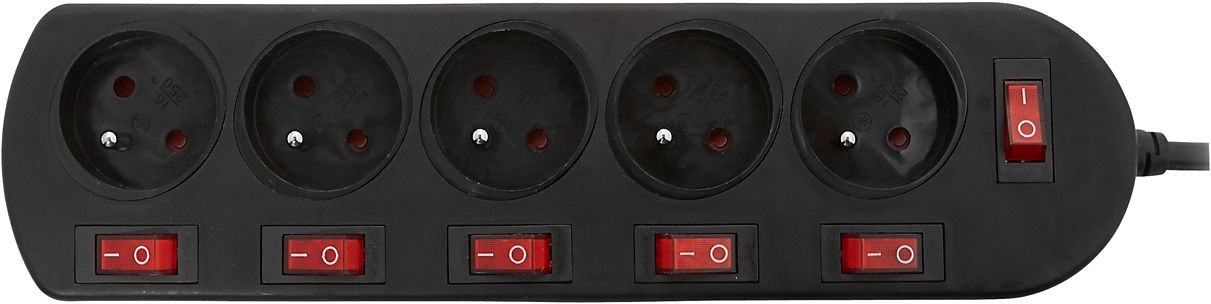 Multiprise 5 prises avec interrupteurs individuels
