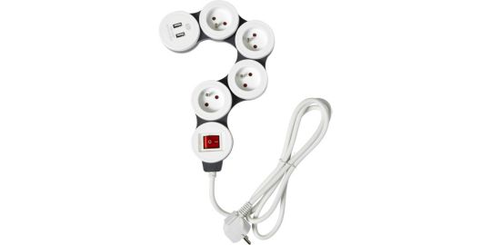 Multiprise ESSENTIELB rotative 4 prises + 2 USB