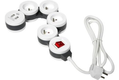 Multiprise ESSENTIELB rotative 4 prises + 2 USB