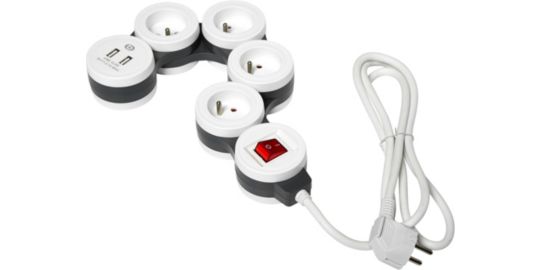 Multiprise ESSENTIELB rotative 4 prises + 2 USB