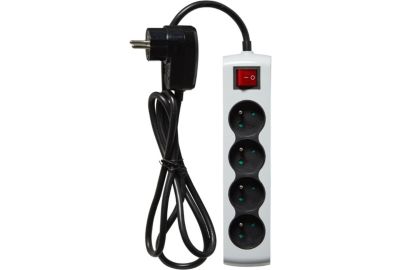 Multiprise ESSENTIELB 4 prises parafoudre grise