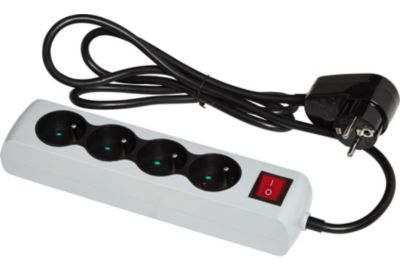 Multiprise ESSENTIELB 4 prises parafoudre grise