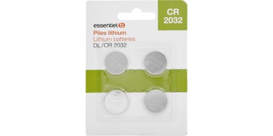 Pile ESSENTIELB Lot 4 piles lithium CR 2032
