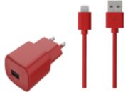 Chargeur secteur ESSENTIELB USB 2.4A + Cable lightning - Rouge