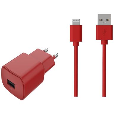 Chargeur secteur ESSENTIELB USB 2.4A + Cable lightning - Rouge